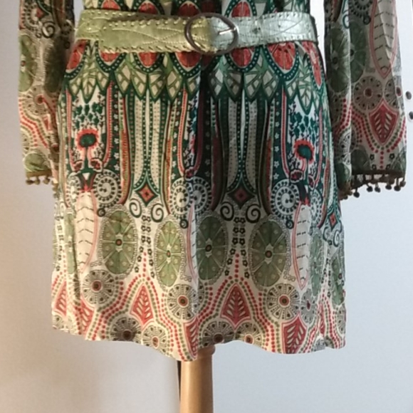 Green and Orange Boho Mandela Pattern Tunic Top - Picture 11 of 14